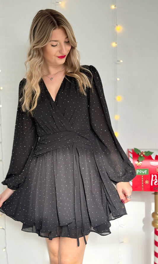 Robe noire à strass STRASS