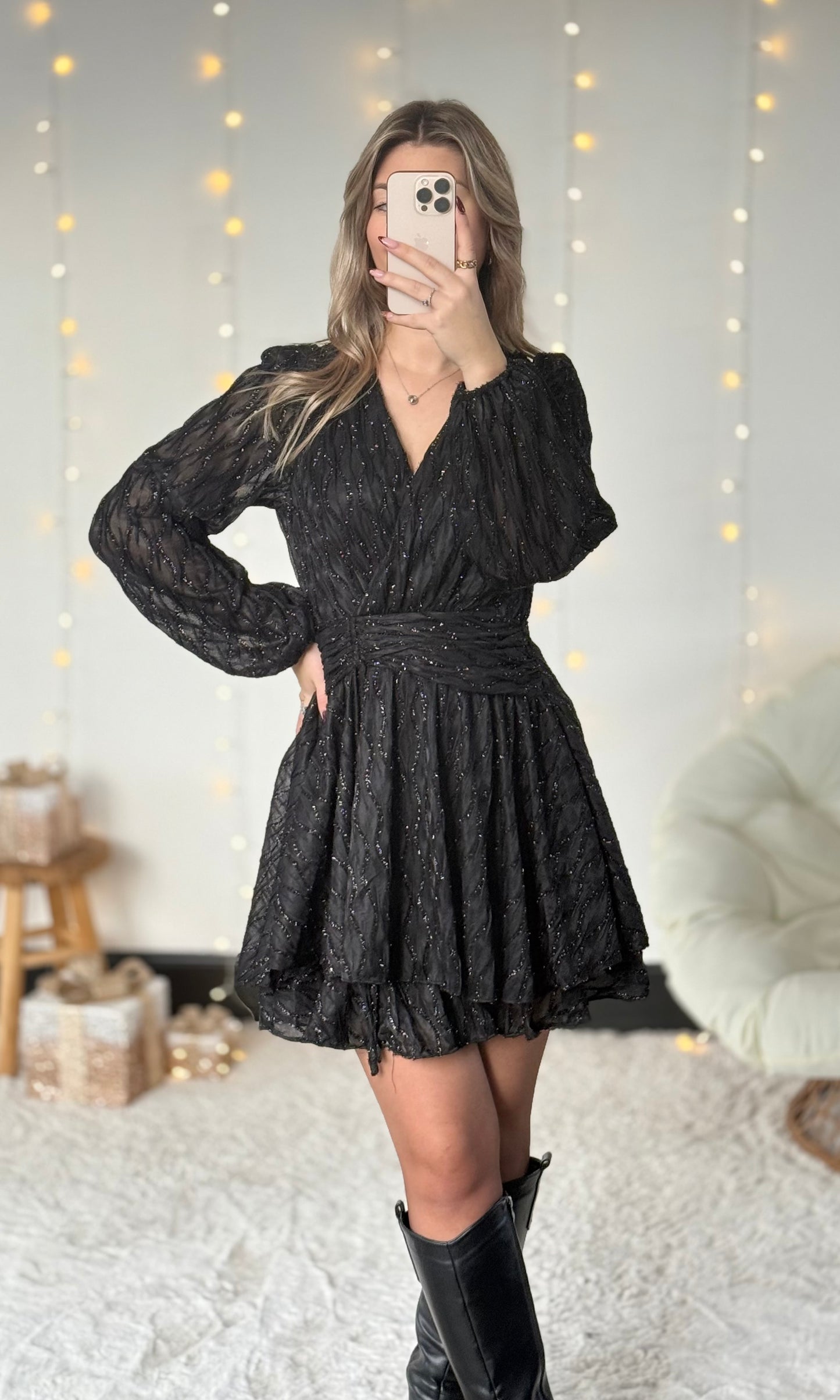 Robe noire brillante MARIAH (envoi vers le 17 novembre)