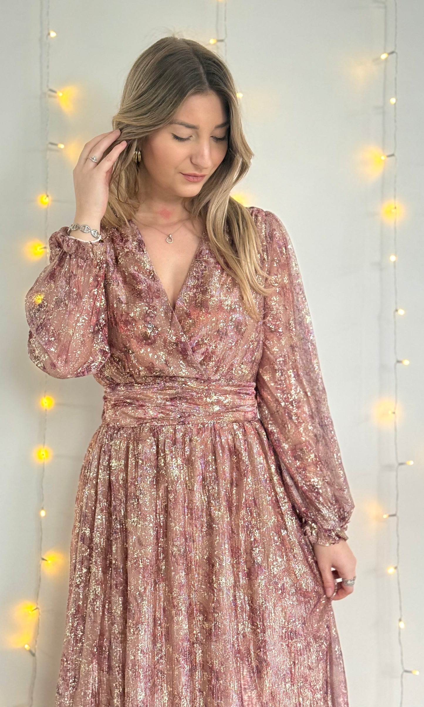 (CURVES) Robe longue brillante AMBRE