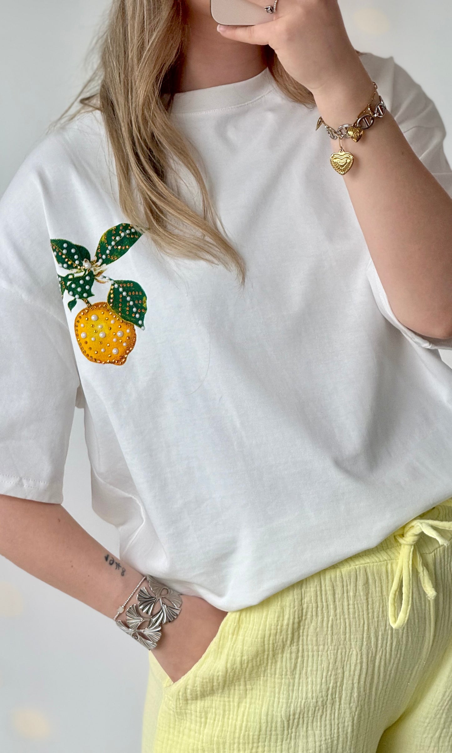 T-shirt en coton à strass CITRONS