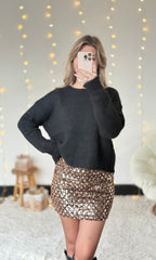 (CURVES) Jupe à sequins rose gold MAYA