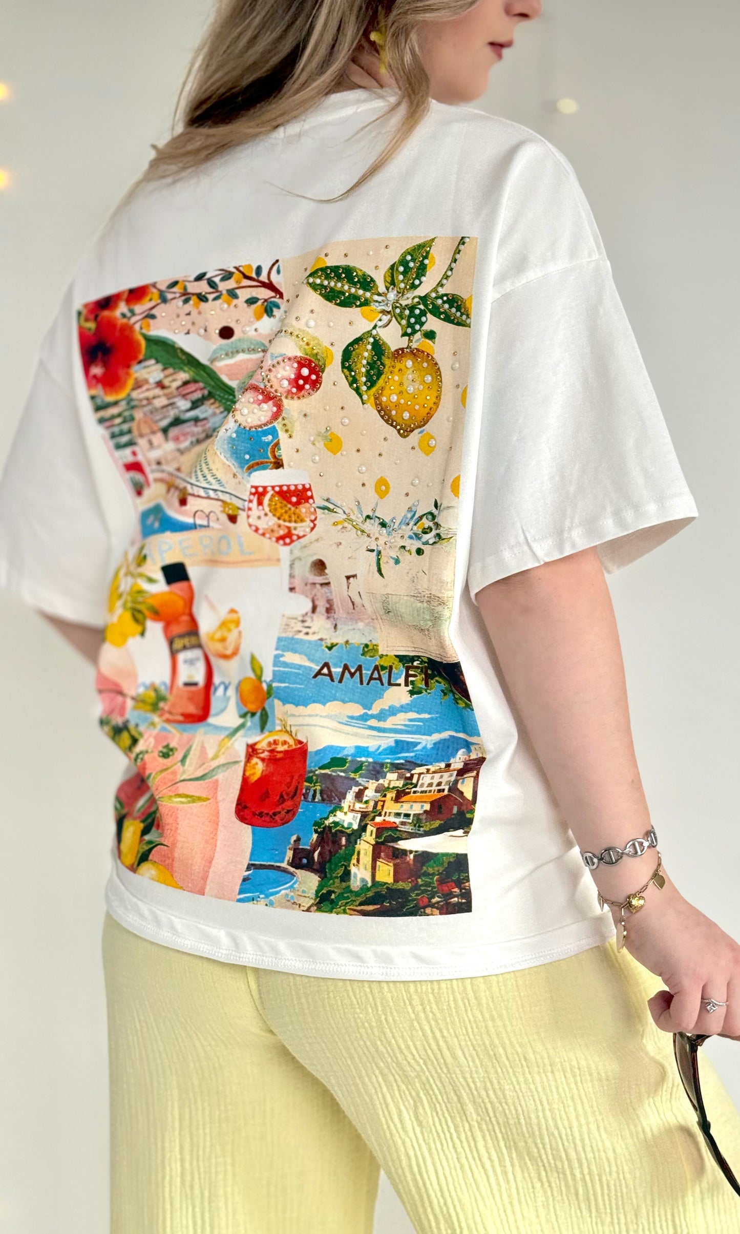 T-shirt en coton à strass CITRONS