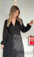 Robe noire brillante longue MARIAH