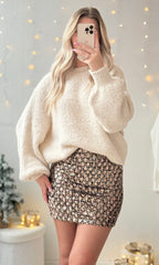 (CURVES) Jupe à sequins rose gold MAYA