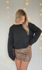 (CURVES) Jupe à sequins rose gold MAYA