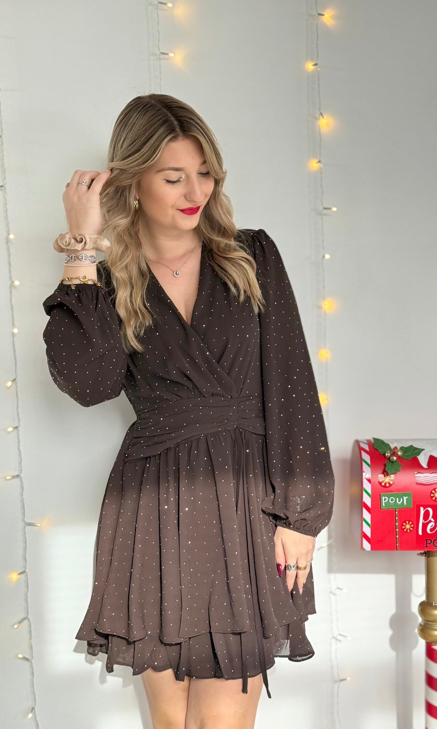 Robe chocolat à strass STRASS