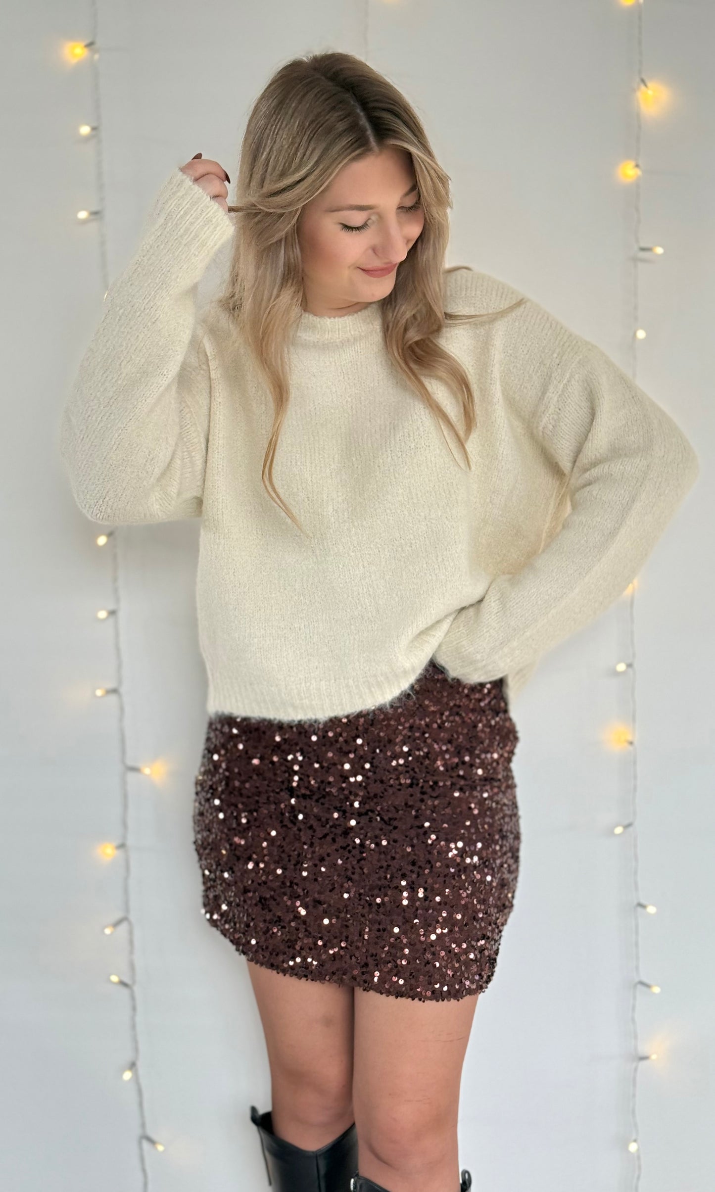 Pull écru avec noeuds léopard VICTOIRE