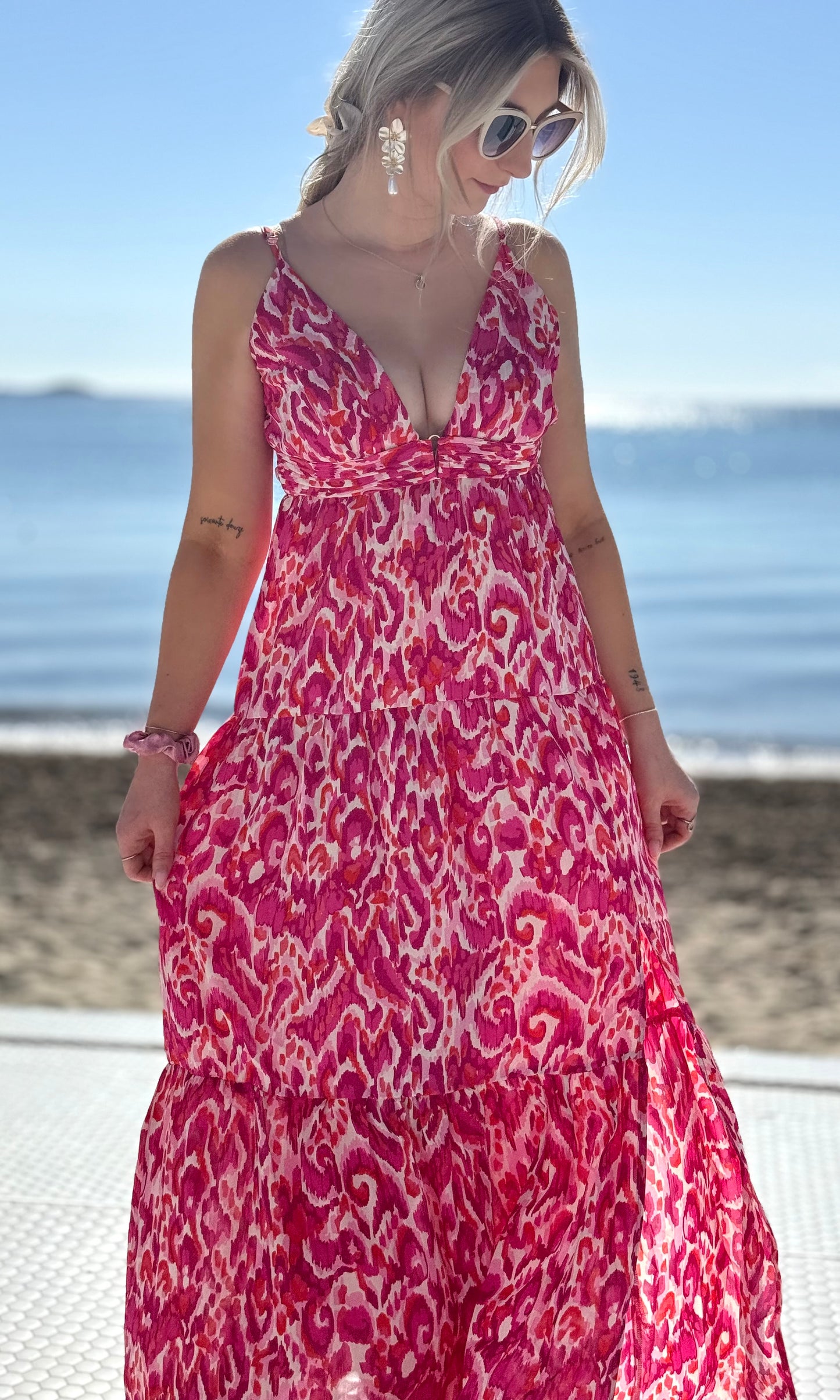Robe longue rose EULARIA
