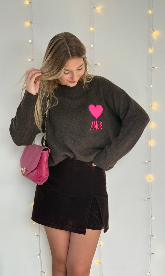 Pull chocolat AMOR