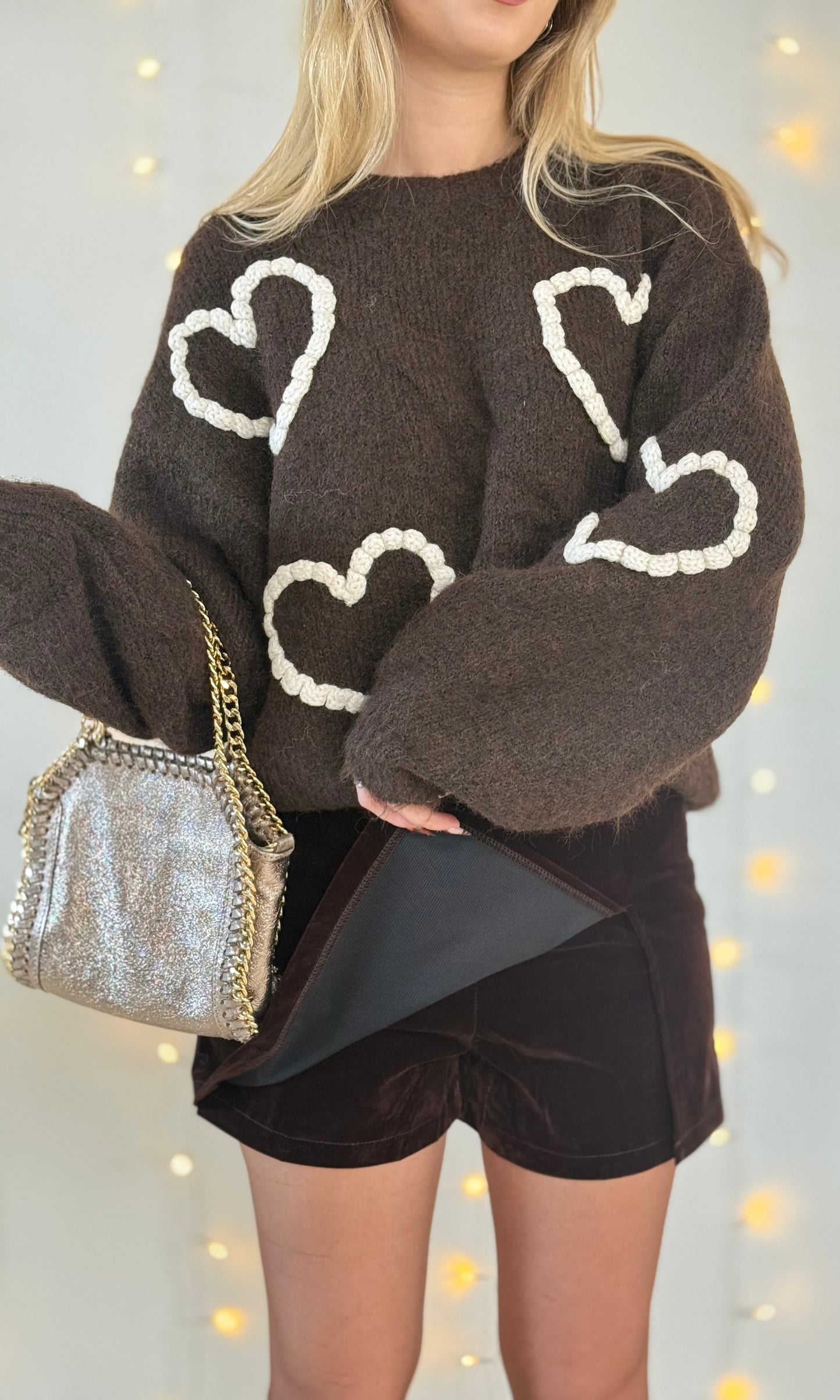 Jupe short chocolat en velours CHERRY