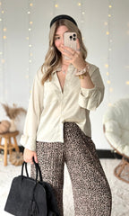 Chemise satinée écrue LÉNA
