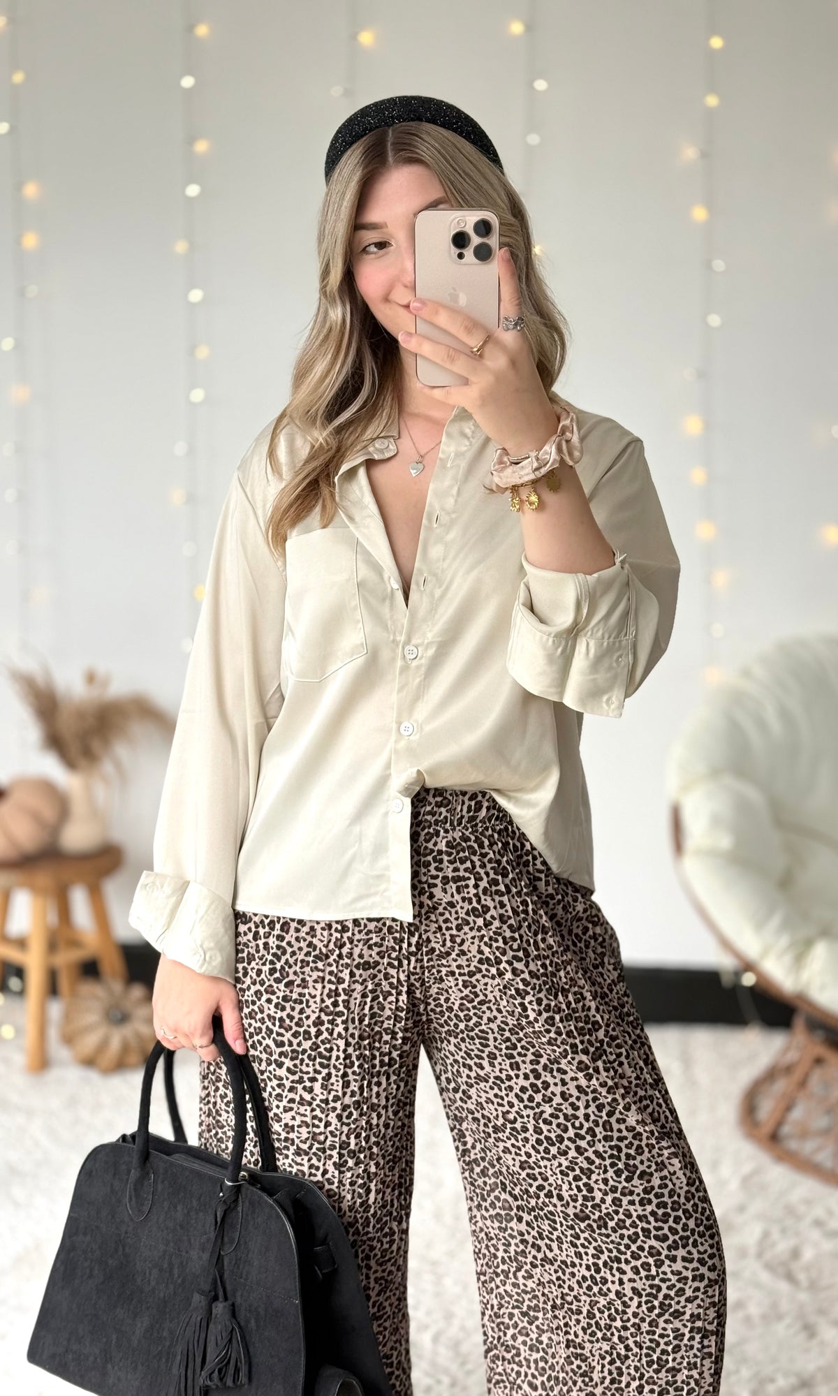Chemise satinée écrue LÉNA