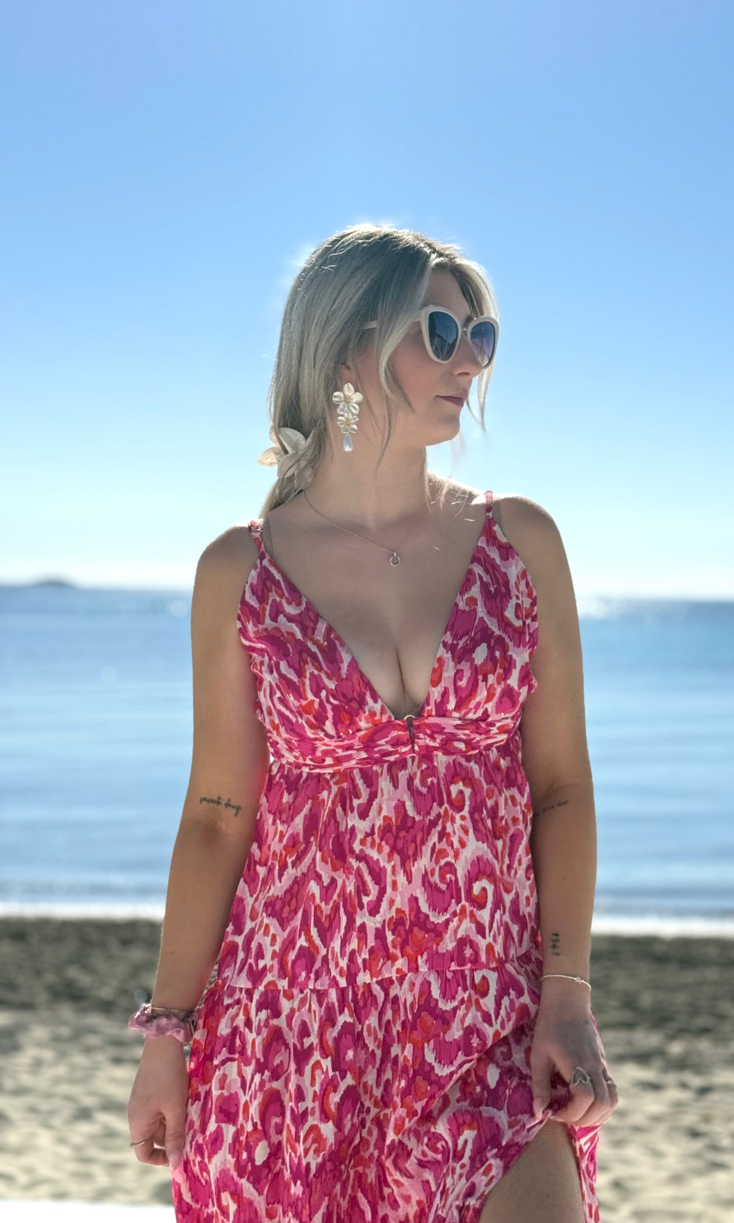 Robe longue rose EULARIA