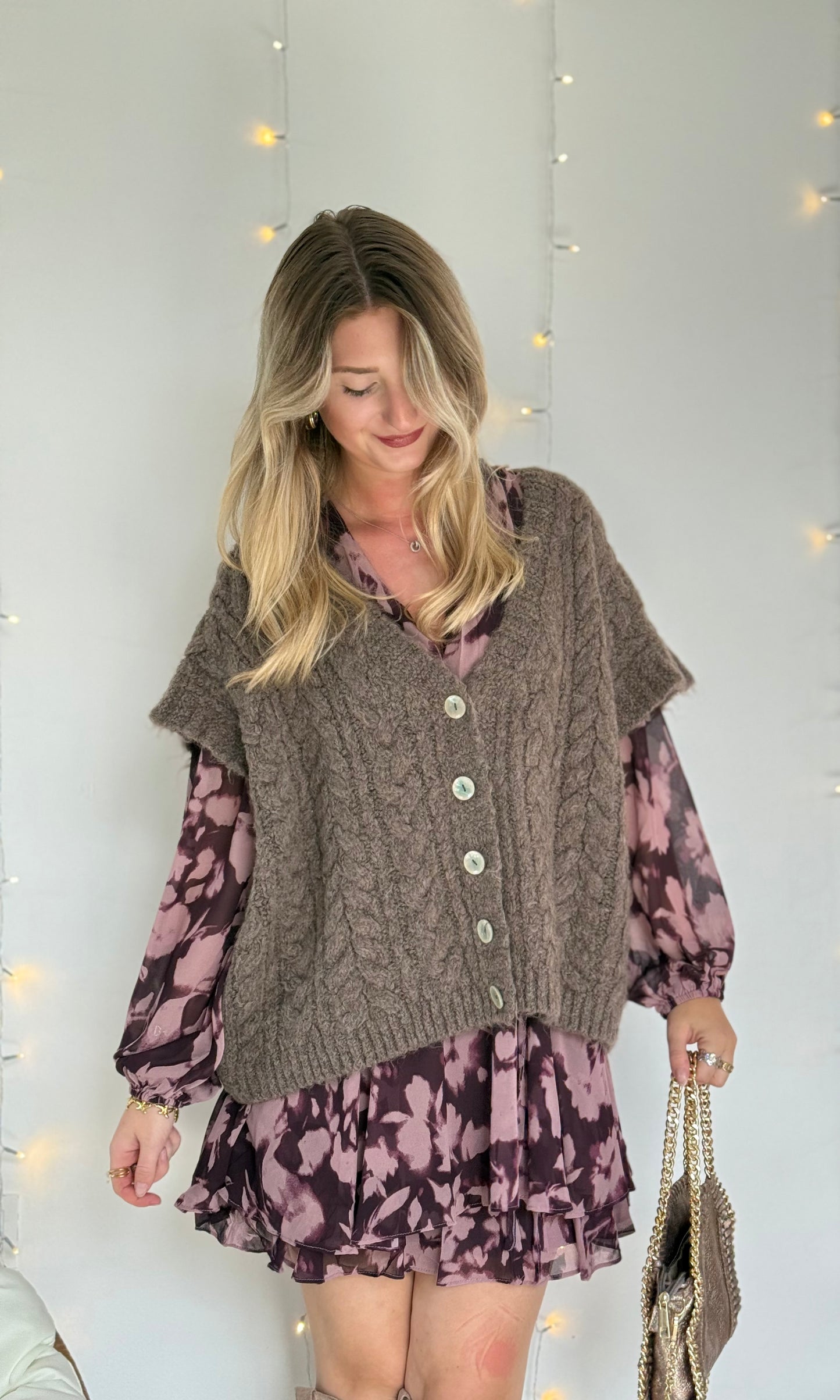 Robe taupe et violine MELISSA (expédition vers le 20 septembre)