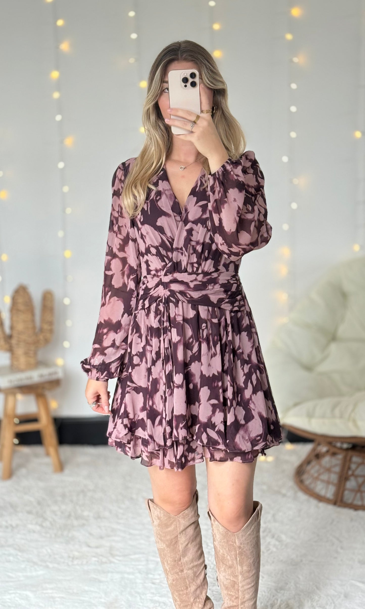 Robe taupe et violine MELISSA (expédition vers le 20 septembre)