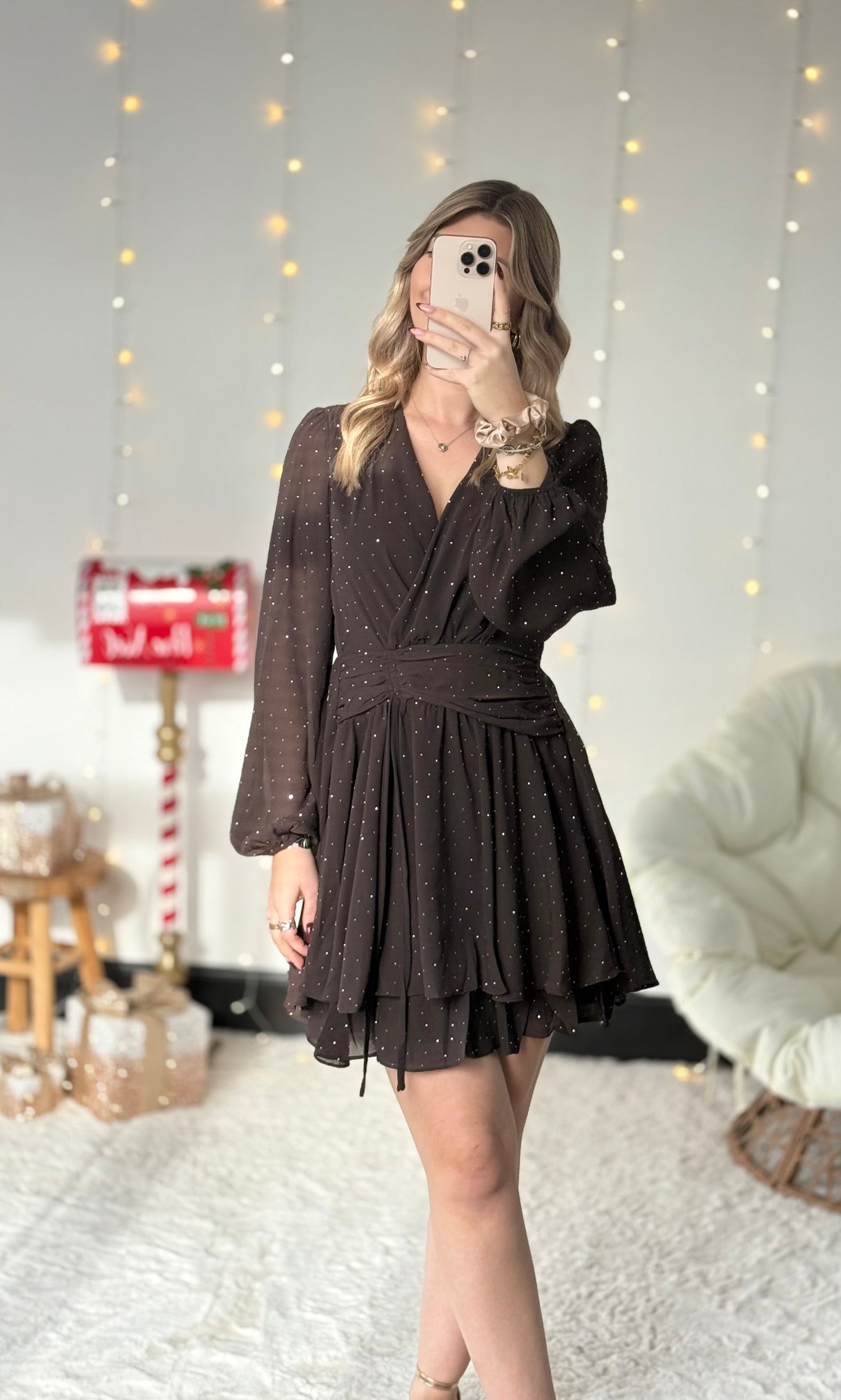 Robe chocolat à strass STRASS