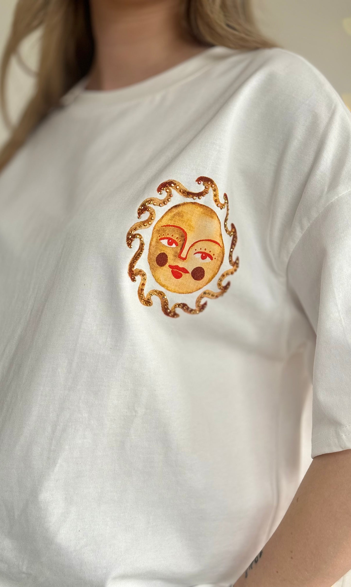 T-shirt en coton à strass TERRACOTTA