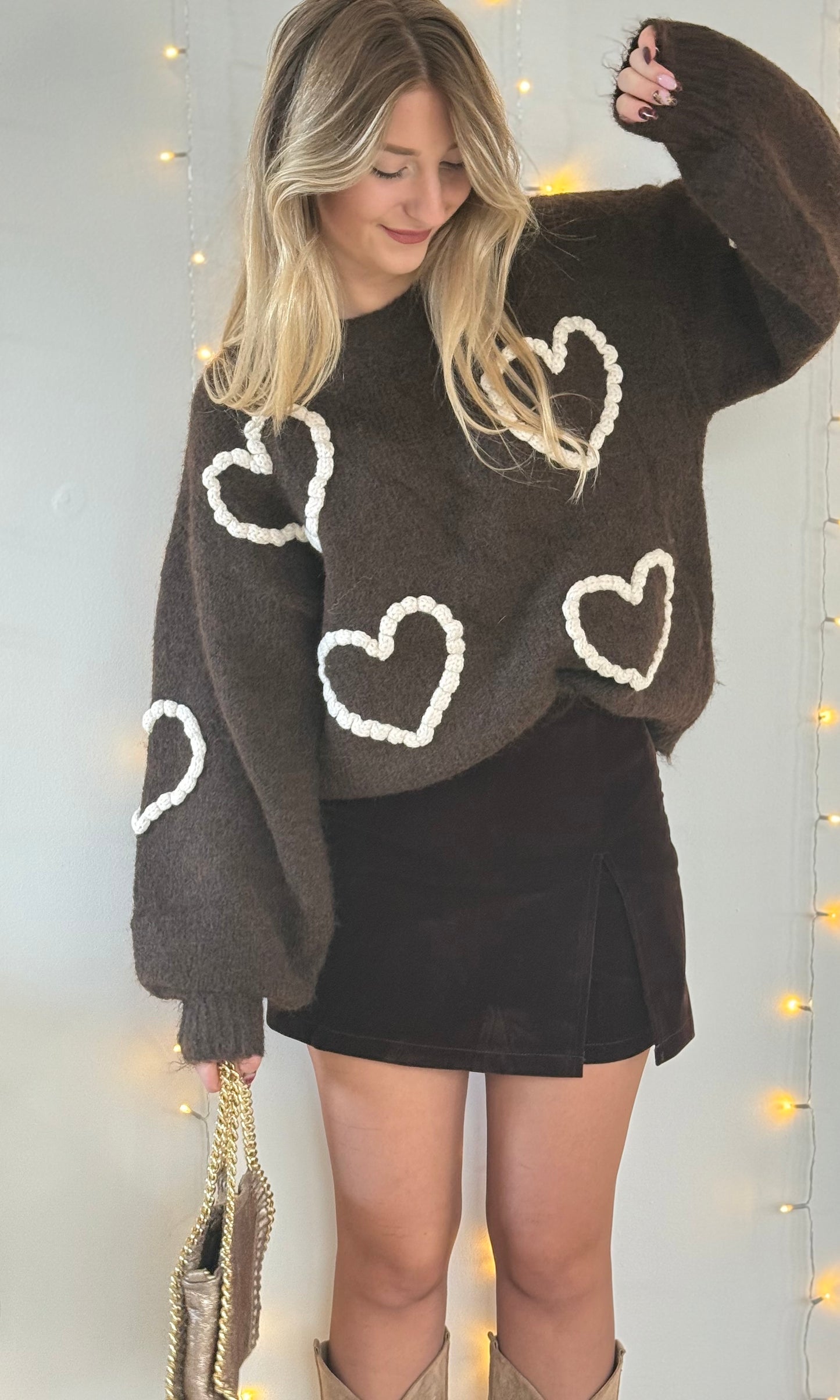 Jupe short chocolat en velours CHERRY