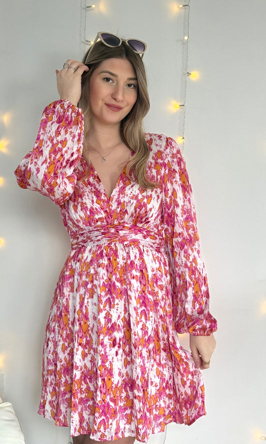 Robe orange et rose OLIVIA