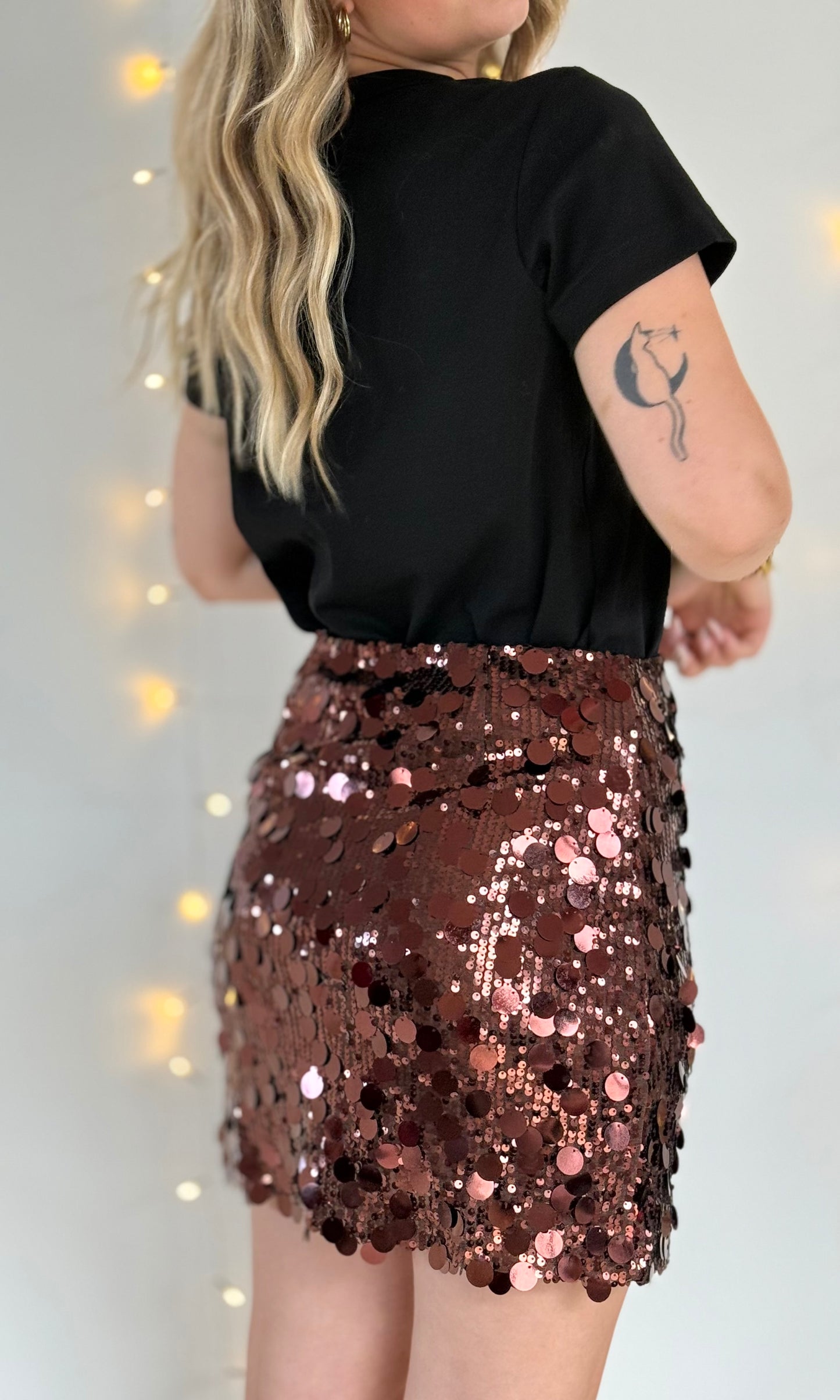 Jupe marron à sequins ELEANOR