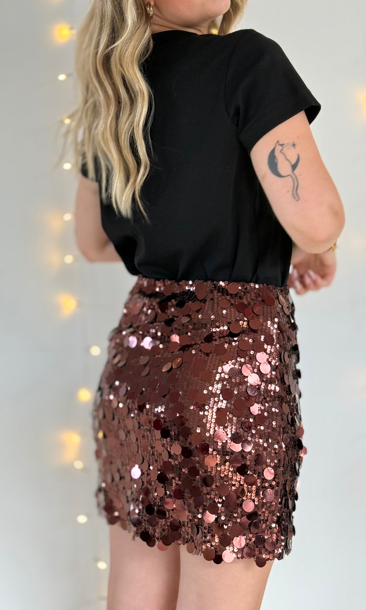 Jupe marron à sequins ELEANOR