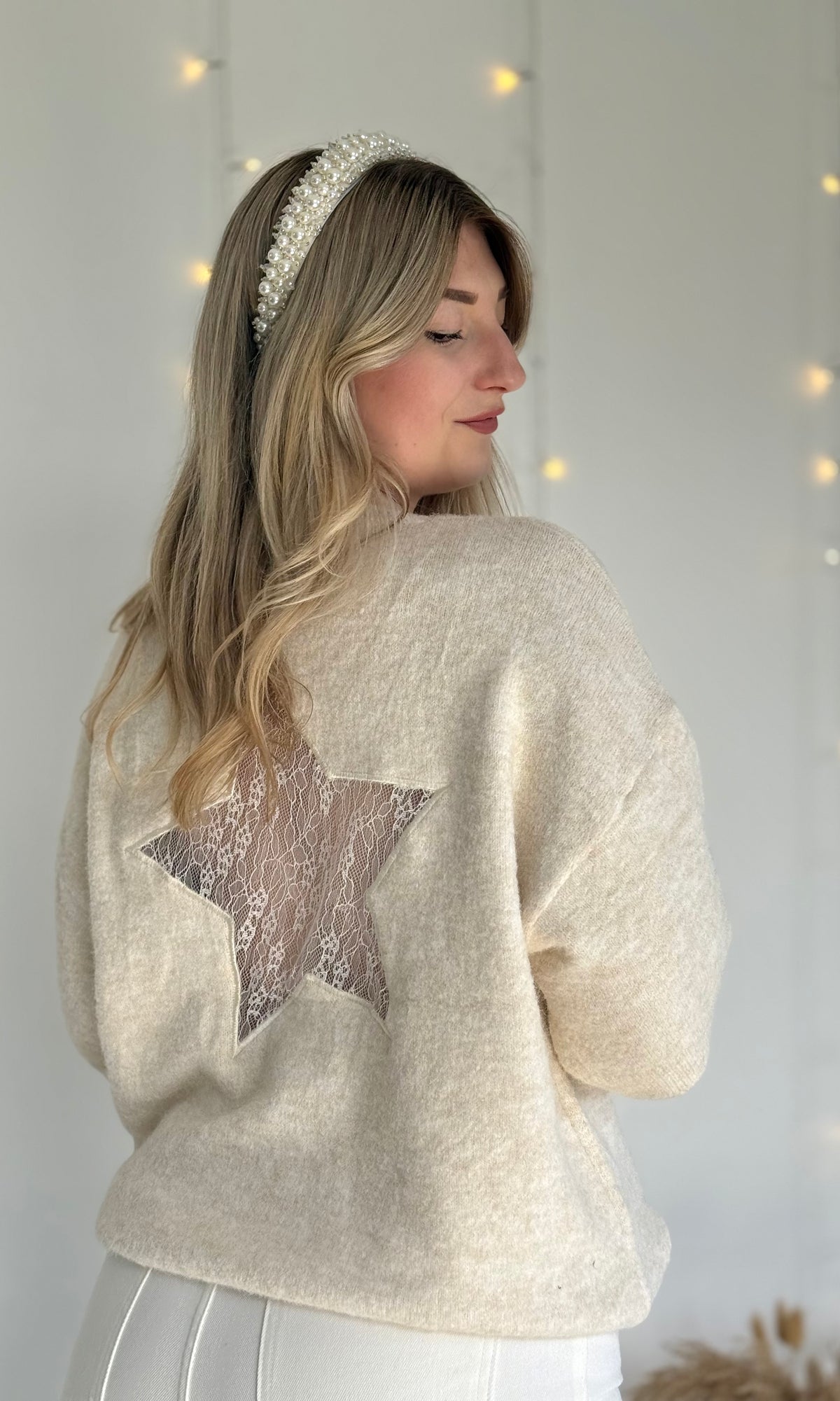 Pull blanc dentelle RACHEL