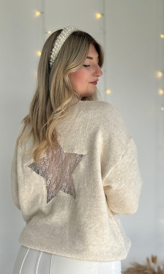 Pull blanc dentelle RACHEL