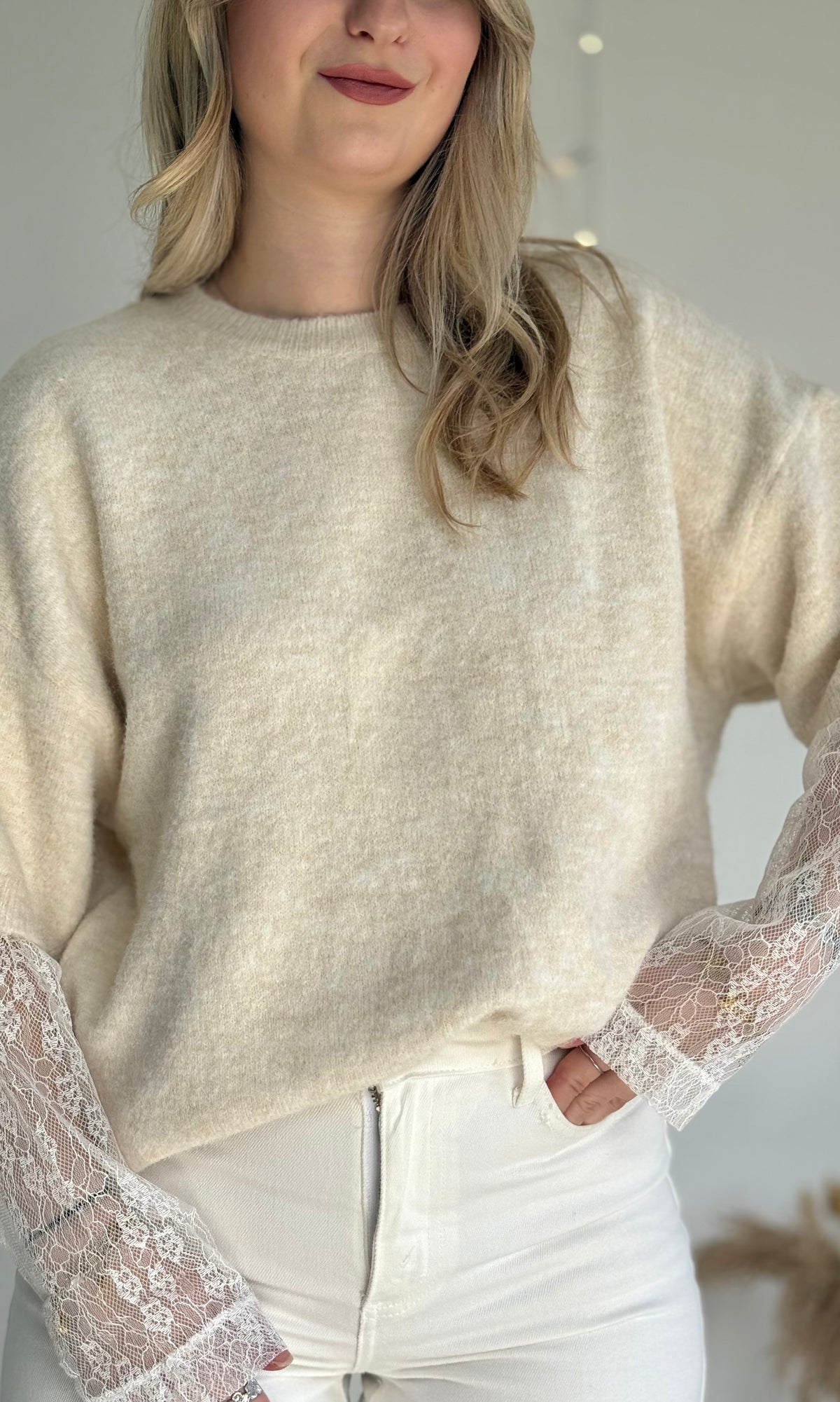 Pull blanc dentelle RACHEL
