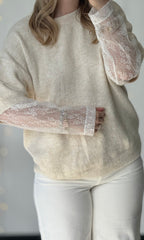 Pull blanc dentelle RACHEL