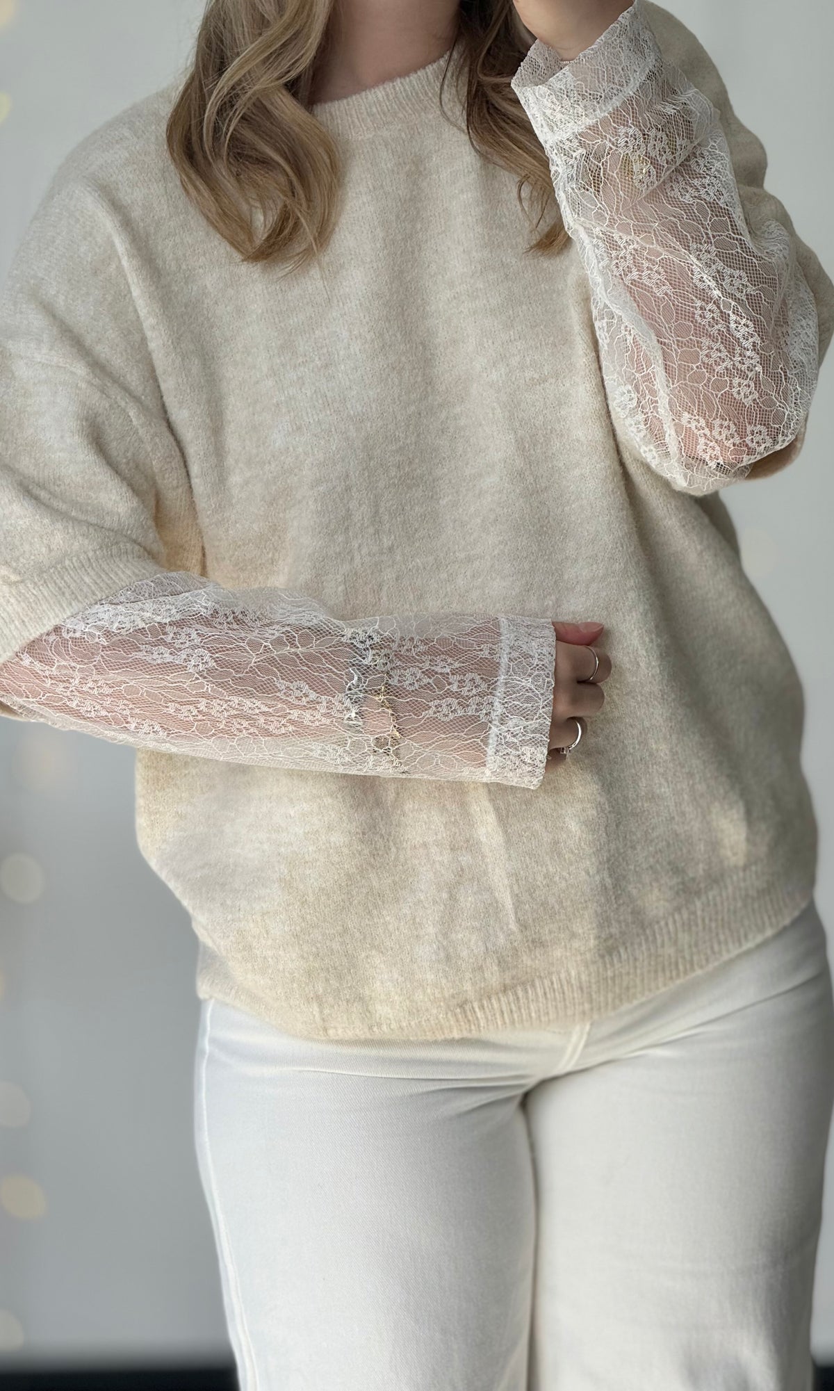 Pull blanc dentelle RACHEL