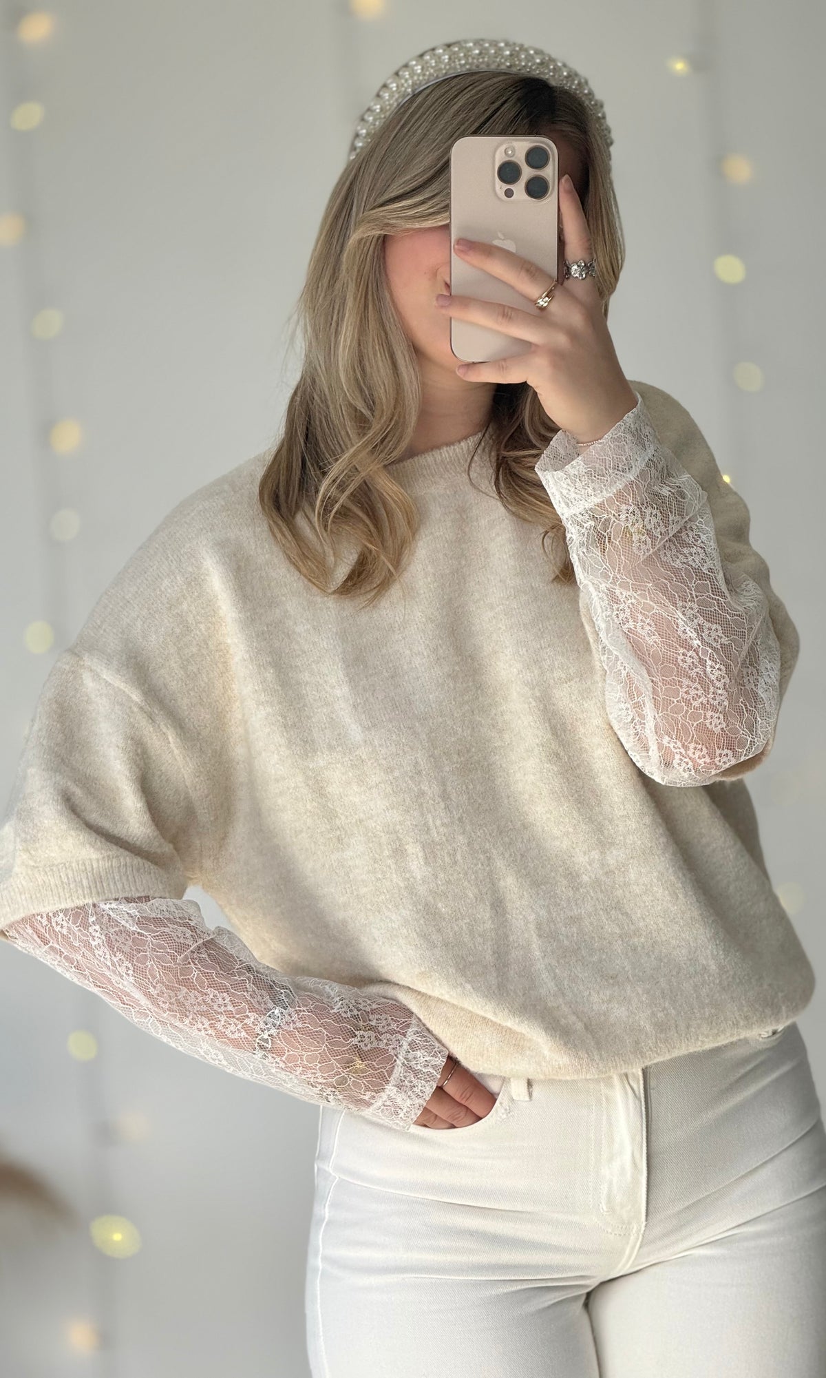 Pull blanc dentelle RACHEL