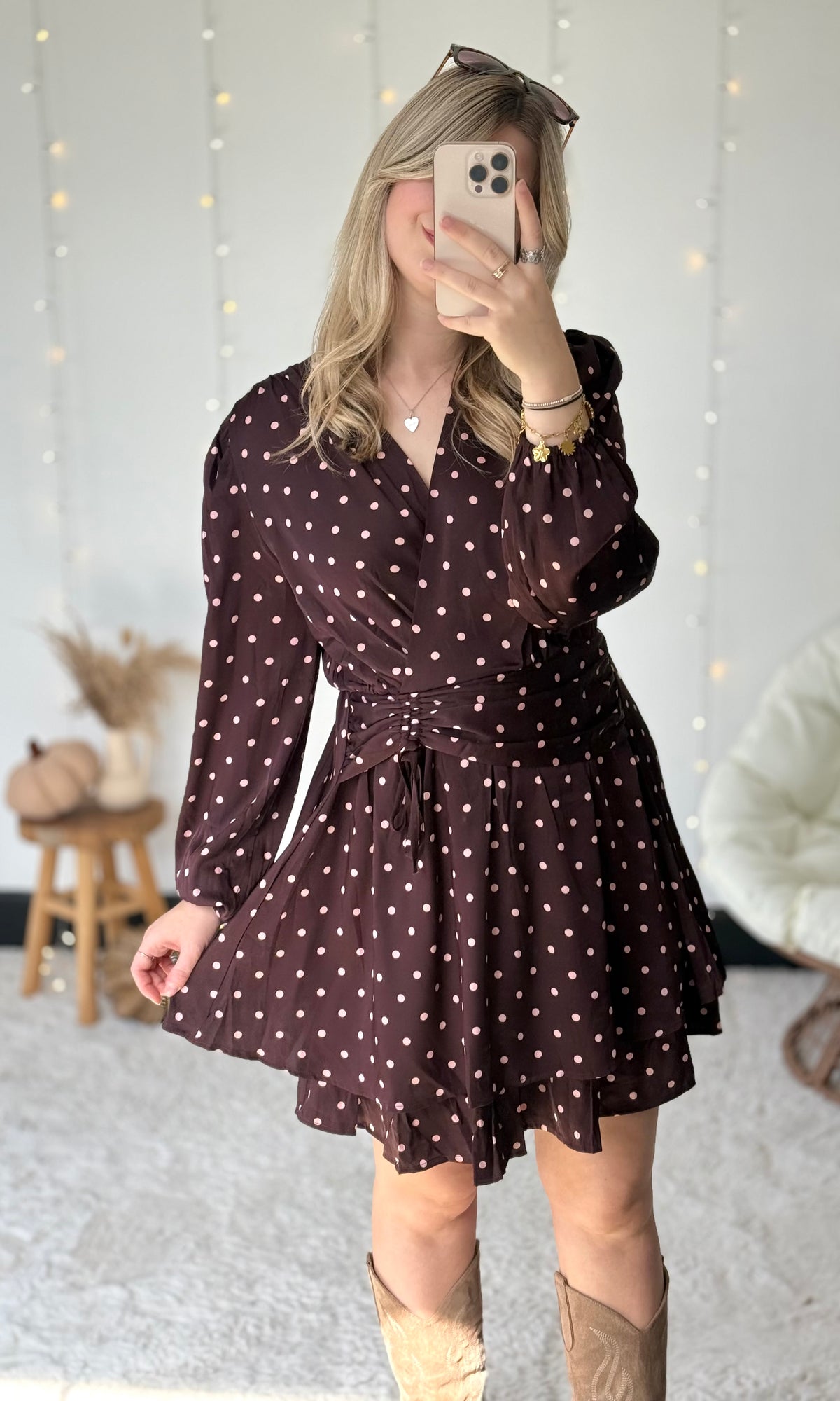 Robe satinée à pois NICOLE