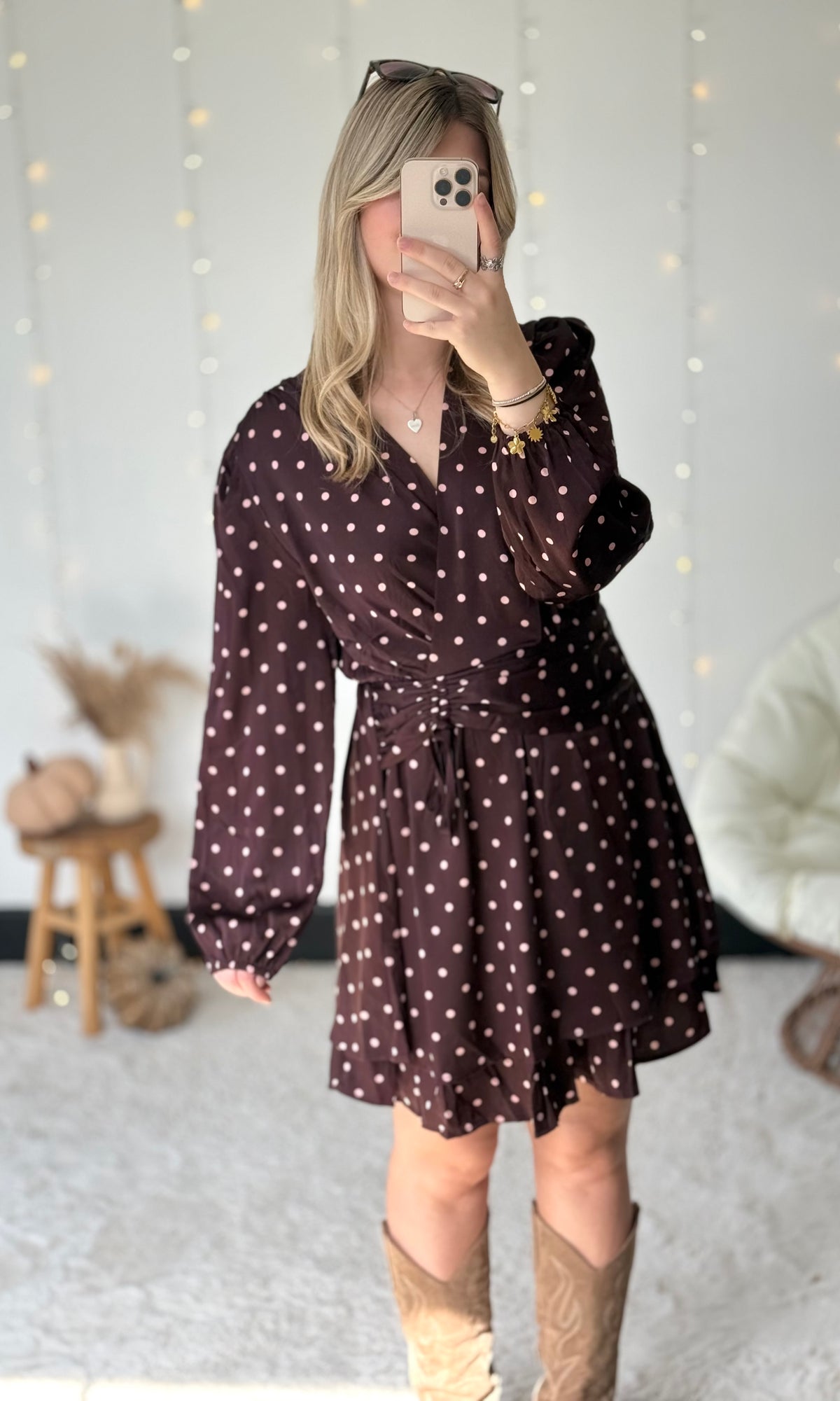 Robe satinée à pois NICOLE