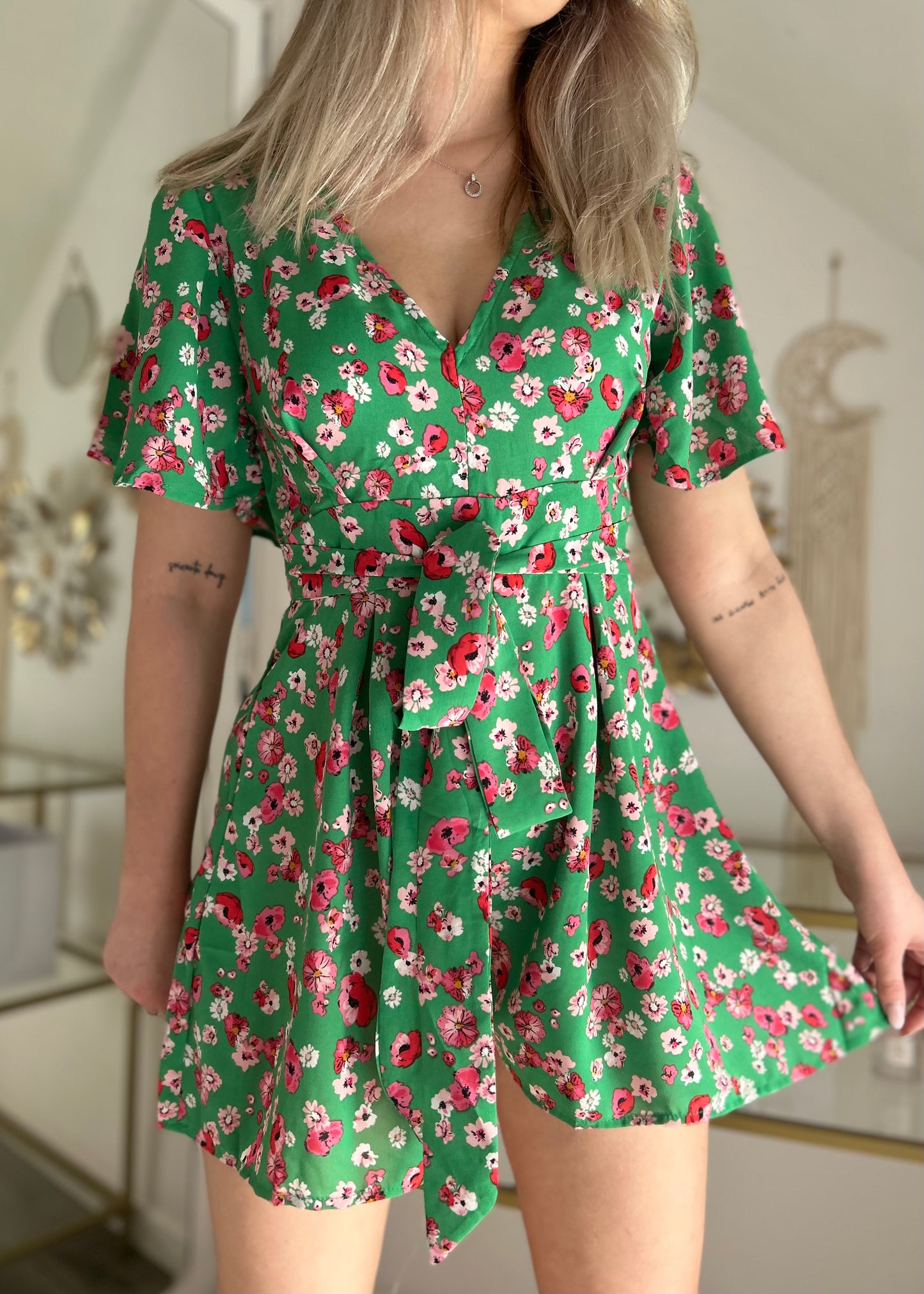Combishort fleurie verte ZOE