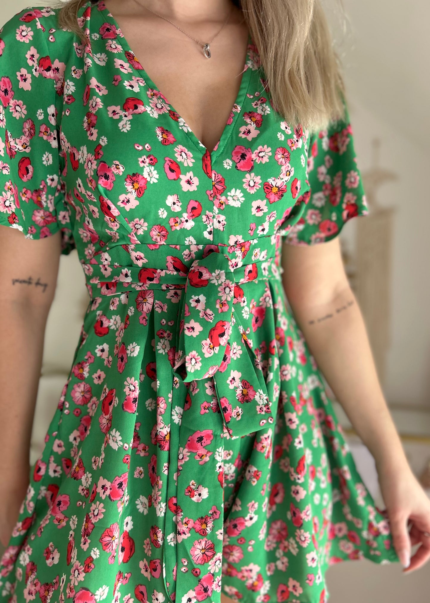 Combishort fleurie verte ZOE