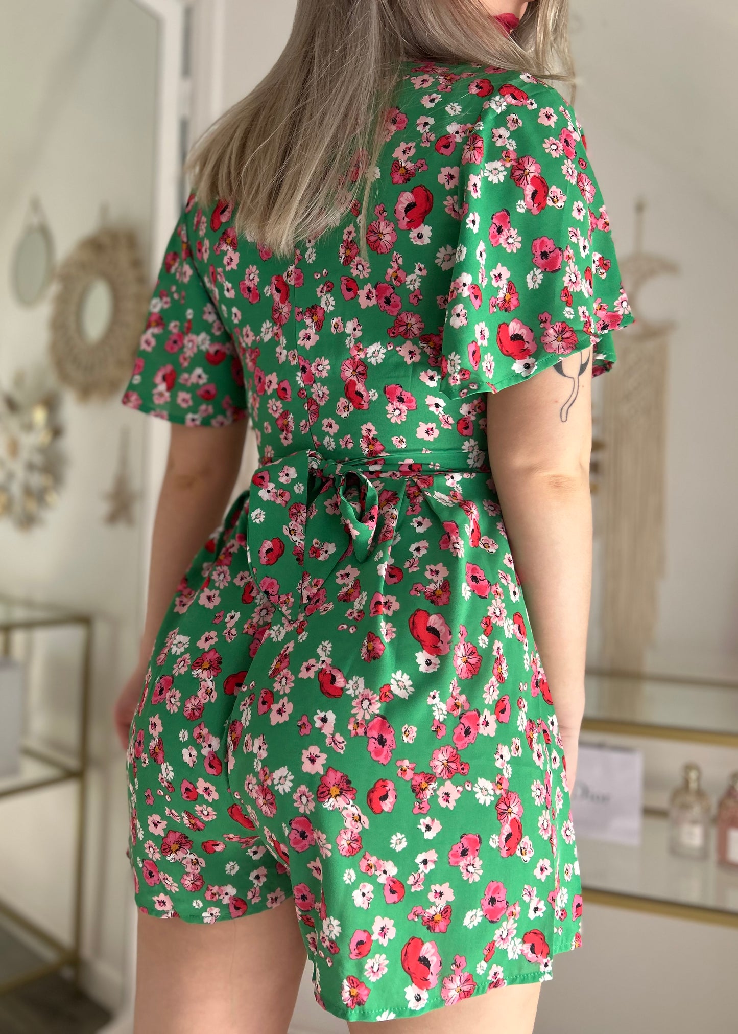 Combishort fleurie verte ZOE