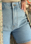 Short en jean à strass HOLLYWOOD