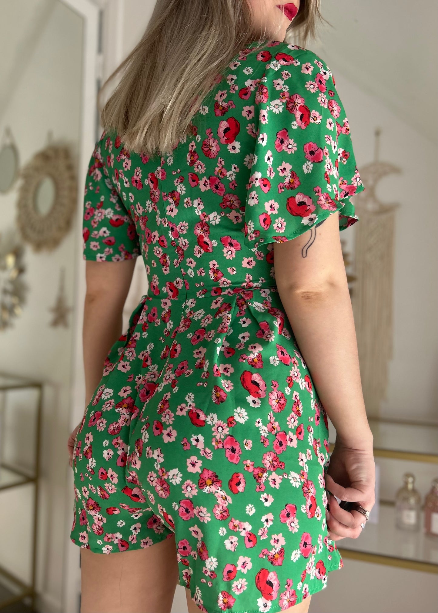 Combishort fleurie verte ZOE