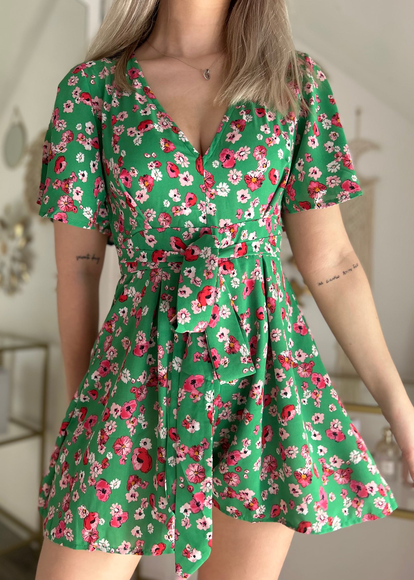 Combishort fleurie verte ZOE