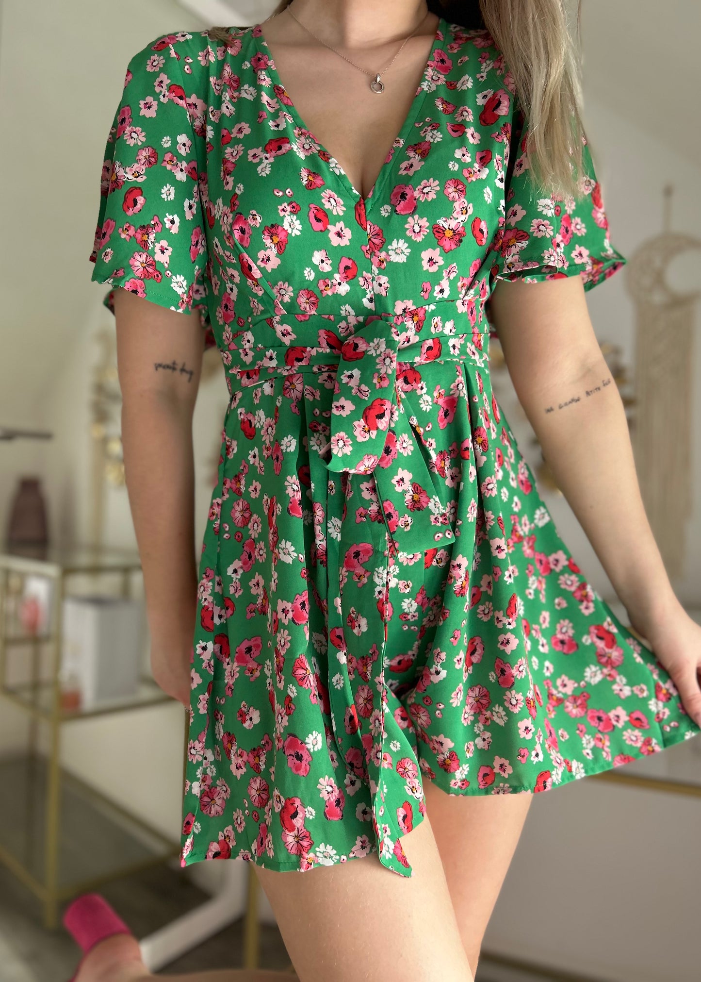 Combishort fleurie verte ZOE